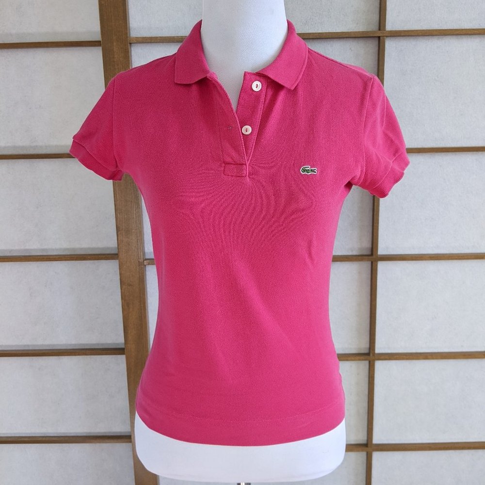 Lacoste Polo Shirt - Slim Fit, short sleeve- Hot Pink RARE  S/36